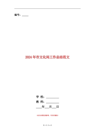 2024年市文化局工作总结范文