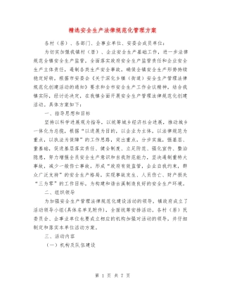 安全生产规范化管理方案