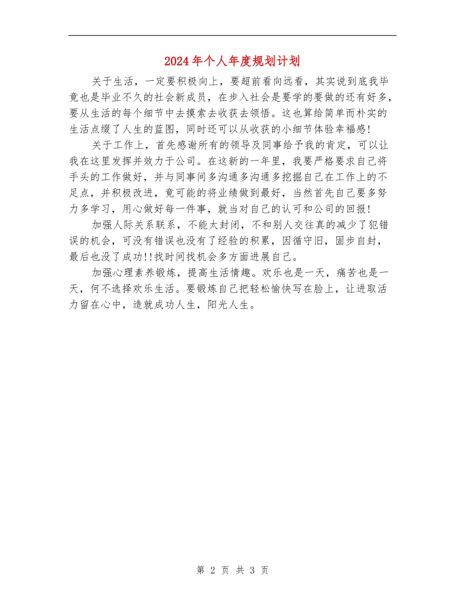 2024年个人年度规划计划_第2页