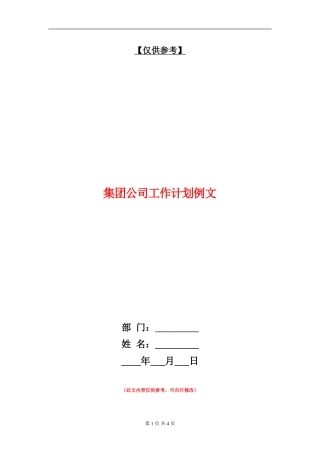 集团公司工作计划例文