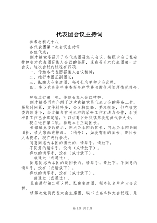 代表团会议主持稿