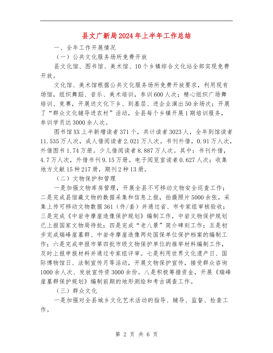县文广新局2024年上半年工作总结_第2页