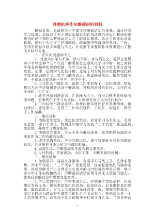 县委机关作风整顿剖析材料