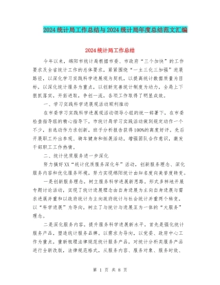 2024统计局工作总结与2024统计局年度总结范文汇编