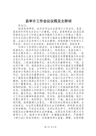 县审计工作会议议程及主持稿