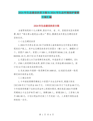 2024年生态建设扶贫方案与2024年生态环境保护督察方案汇编