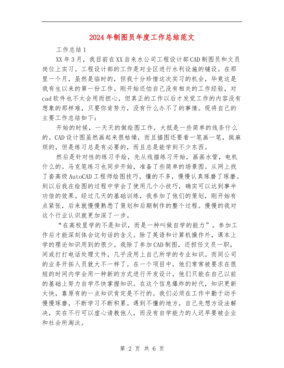 2024年制图员年度工作总结范文_第2页