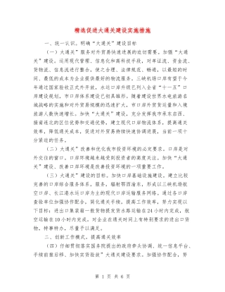 促进大通关建设实施措施