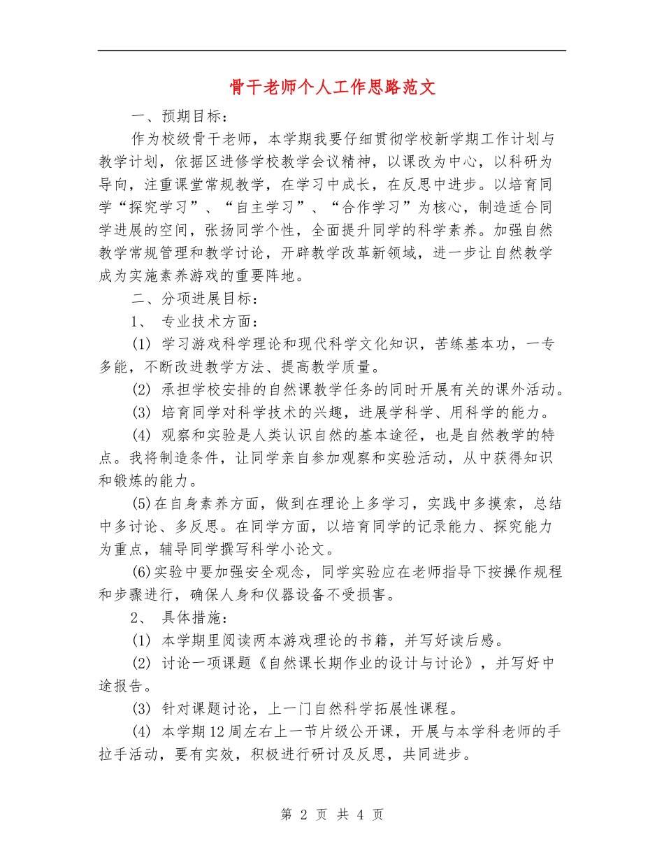 骨干教师个人工作思路范文_第2页