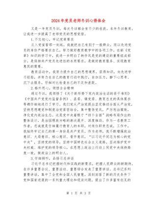 2024年党员教师冬训心得体会