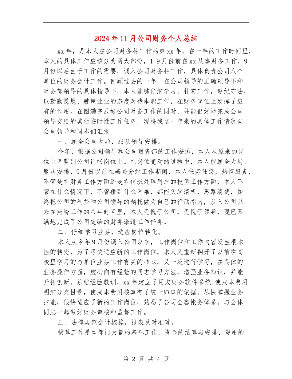 2024年11月公司财务个人总结_第2页