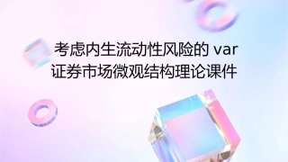 考虑内生流动性风险的VaR证券市场微观结构理论课件