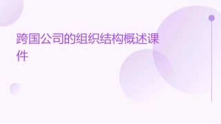 跨国公司的组织结构概述课件