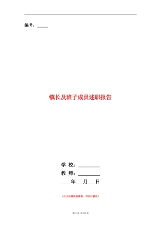 镇长及班子成员述职报告
