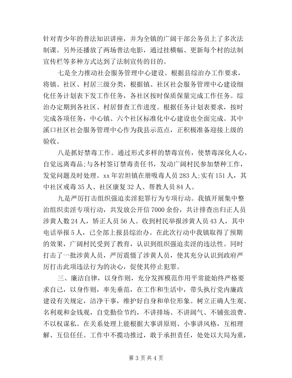 2024年镇党三严三实委副书记述职述廉报告_第3页