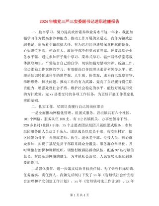2024年镇党三严三实委副书记述职述廉报告