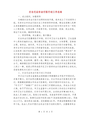 打击无证非法行医行动工作总结