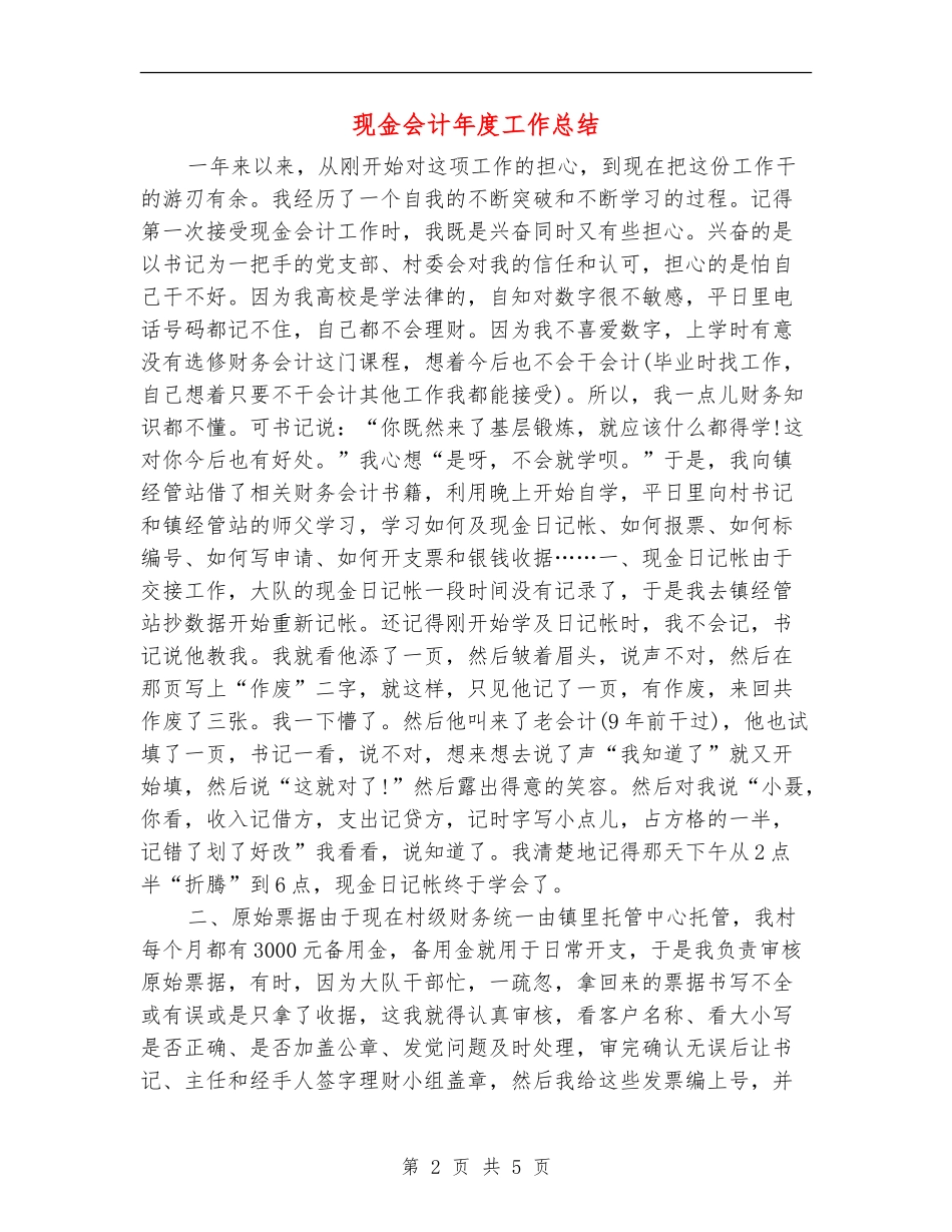现金会计年度工作总结_第2页