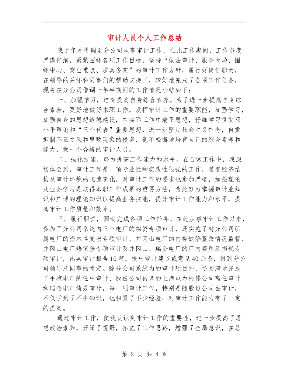 审计人员个人工作总结【新版】_第2页