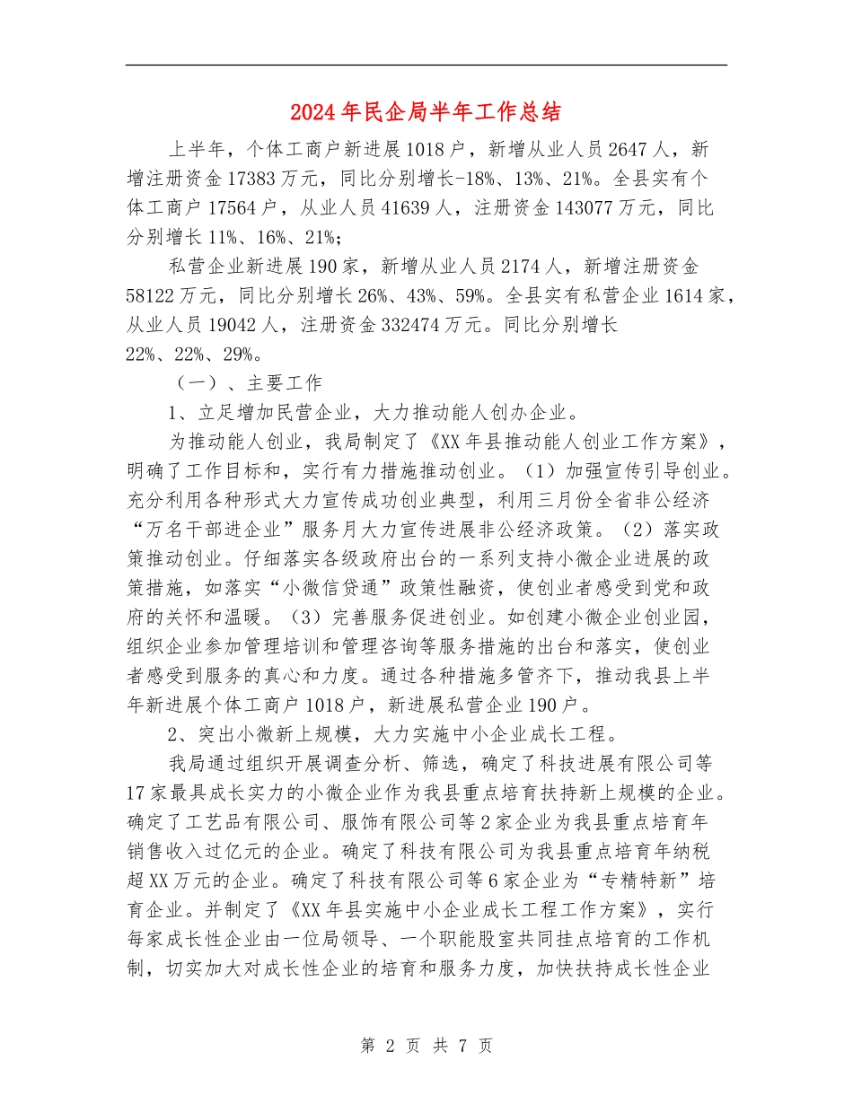 2024年民企局半年工作总结_第2页