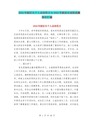 2024年副区长个人总结范文与2024年副县长述职述廉报告汇编