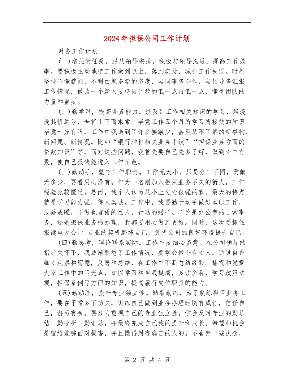 2024年担保公司工作计划_第2页