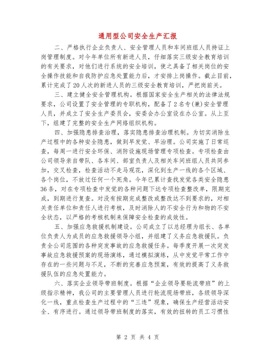 通用型公司安全生产汇报_第2页