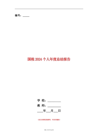国税2024个人年度总结报告
