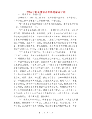 2024计划生育协会年终总结与计划