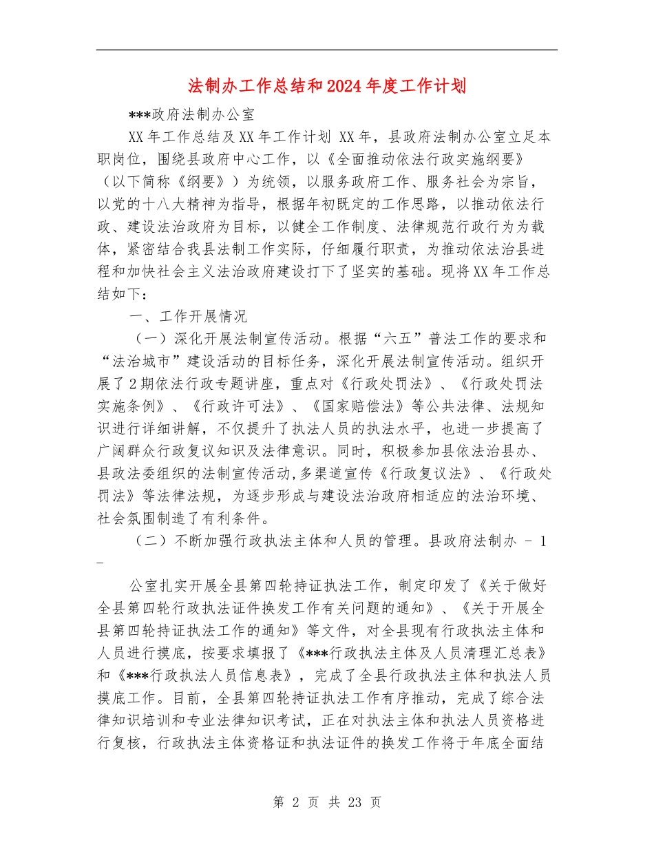 法制办工作总结和2024年度工作计划_第2页