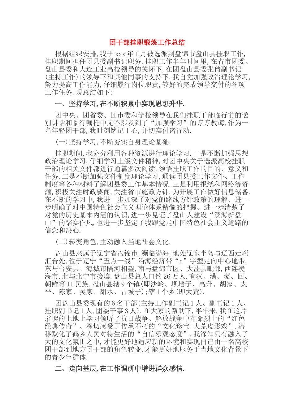 团干部挂职锻炼工作总结_第1页