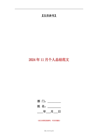 2024年11月个人总结范文