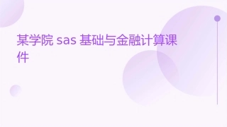 某学院SAS基础与金融计算课件