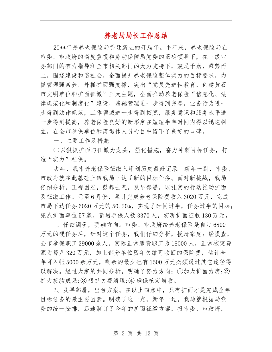 养老局局长工作总结_第2页