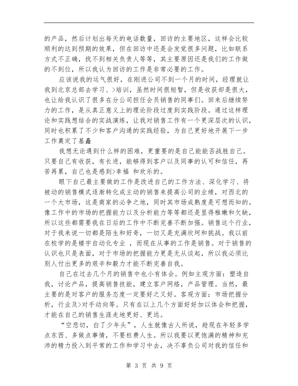 销售员试用期个人总结_第3页