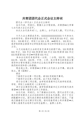 共青团团代会正式会议主持稿(5)