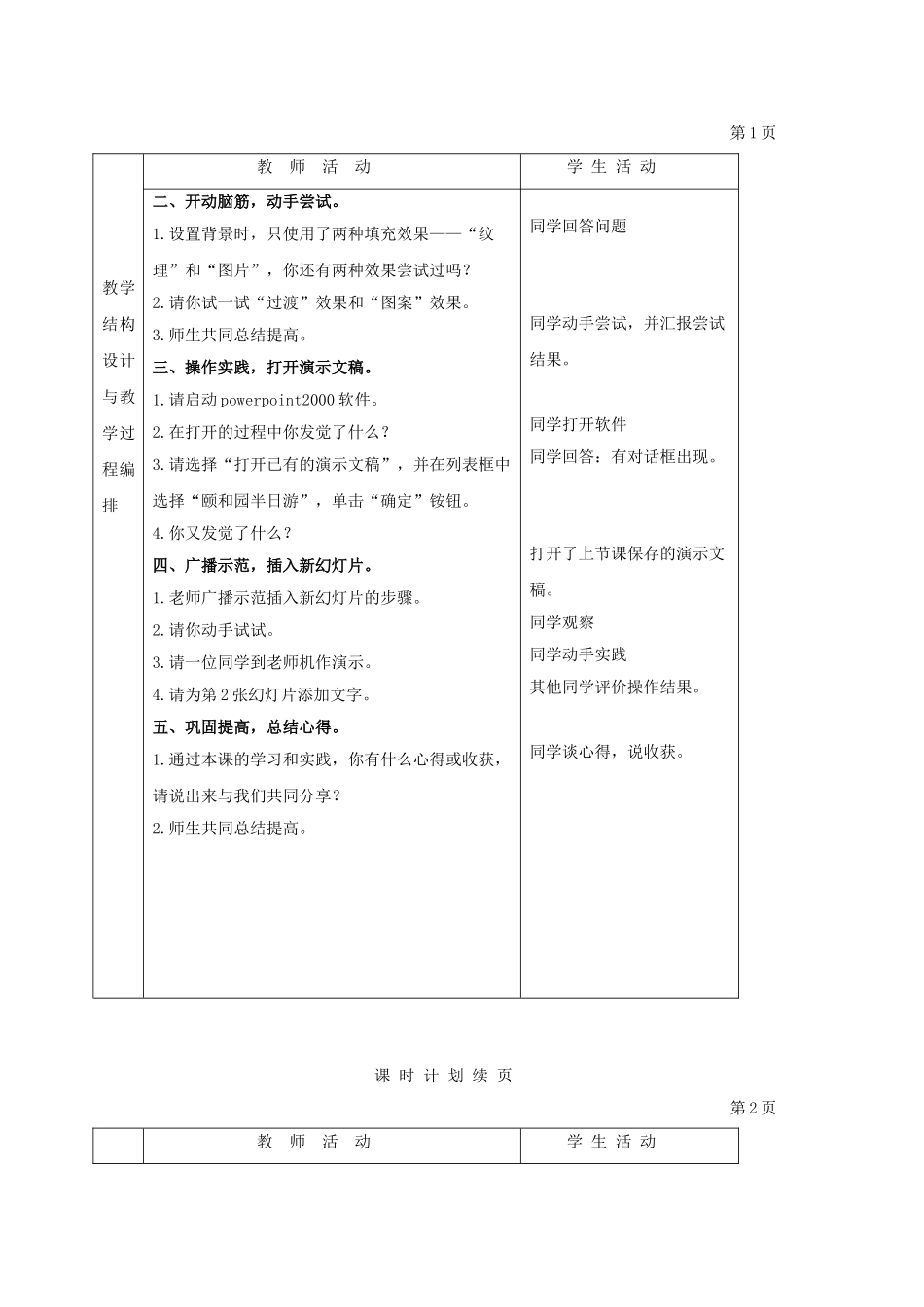 2024-2024年小学信息技术第二册-游览路线——插入新幻灯片教案_第2页