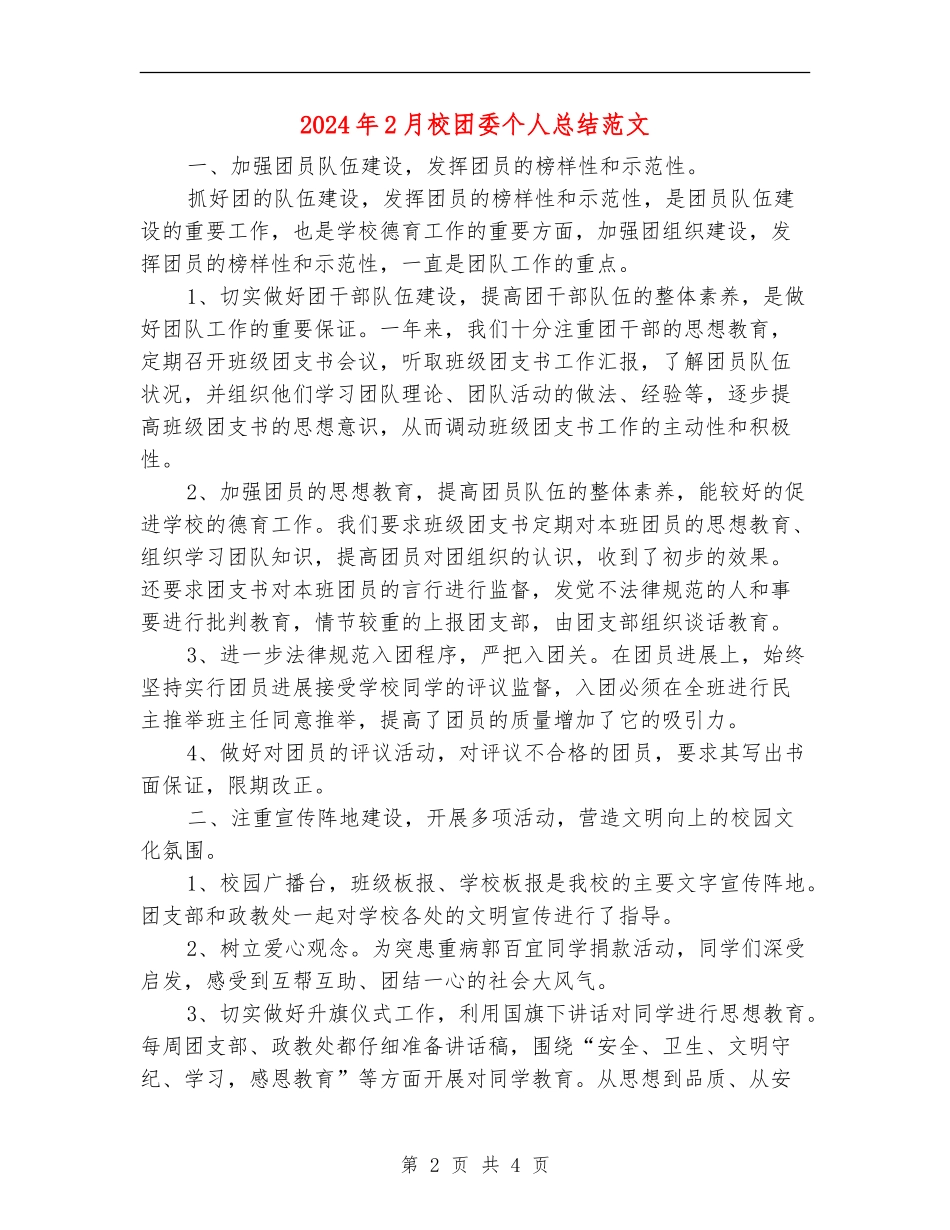 2024年2月校团委个人总结范文【新版】_第2页