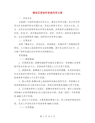 区委秸秆焚烧利用方案