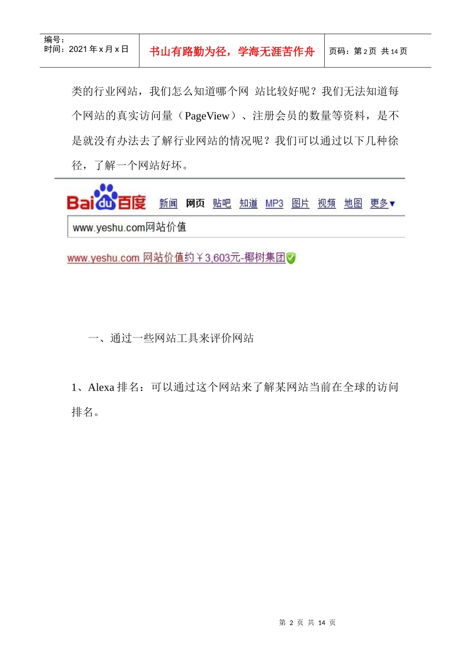 试谈椰树网网站专业性诊断评价_第2页