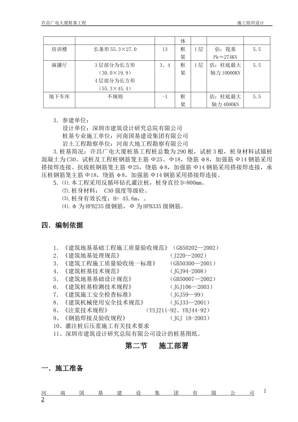 许昌广电大厦泥浆护壁循环钻孔灌注桩施工组织设计_第2页