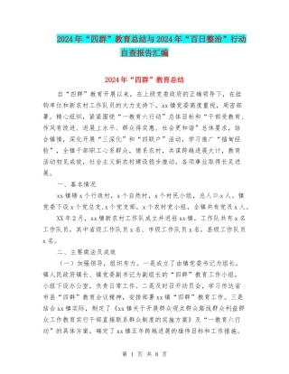 2024年“四群”教育总结与2024年“百日整治”行动自查报告汇编