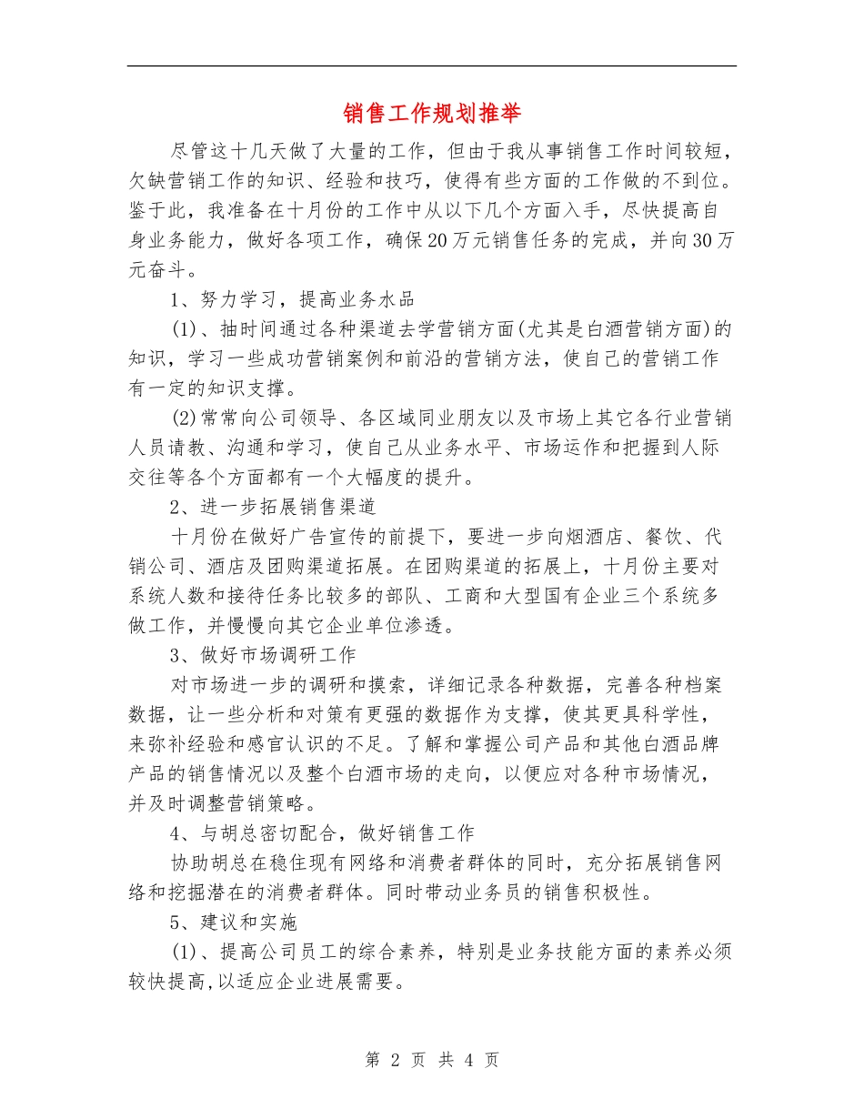 销售工作规划推荐_第2页