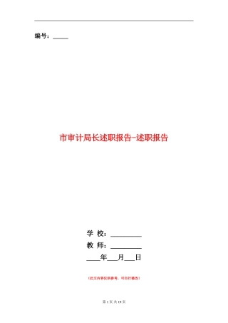 市审计局长述职报告-述职报告