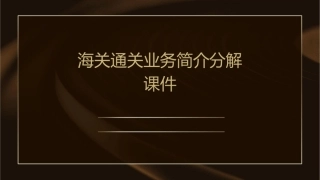 海关通关业务简介分解课件
