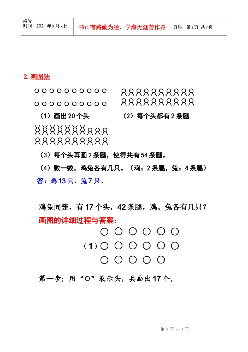 解决鸡兔同笼问题的不同策略讲义_第2页