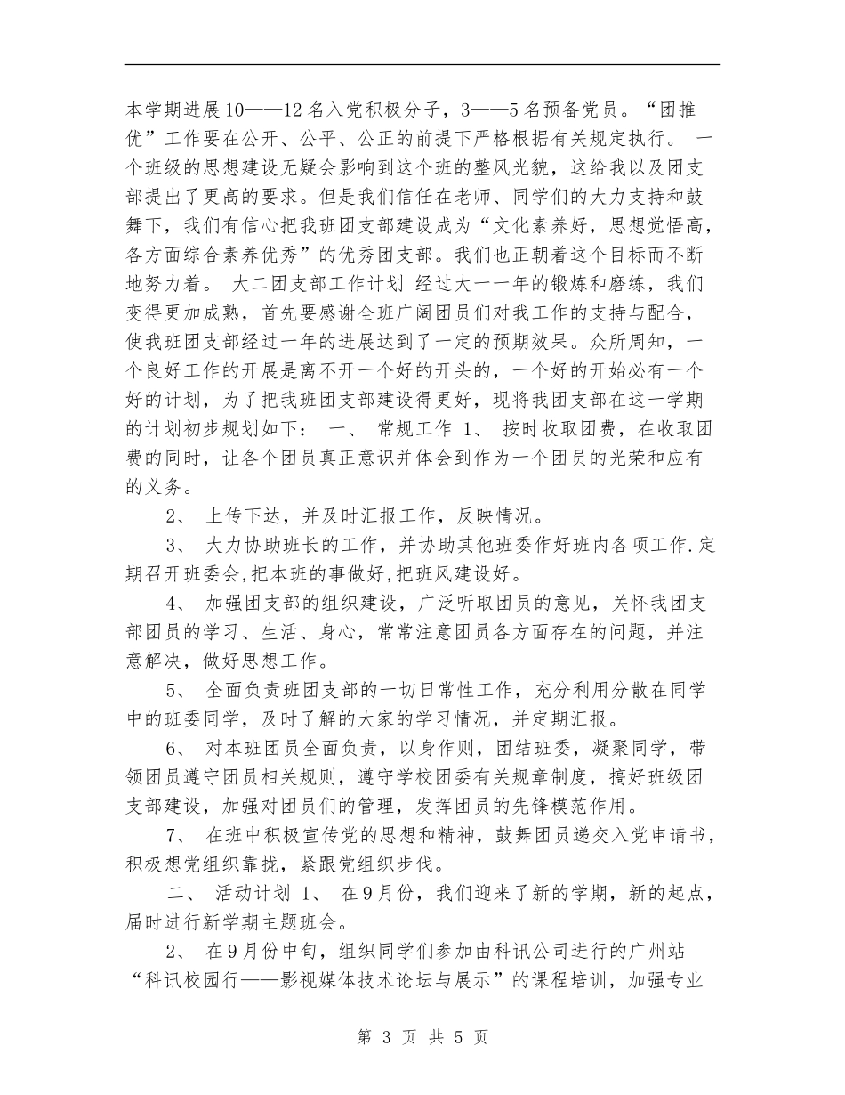 2024年团支书个人工作计划_第3页