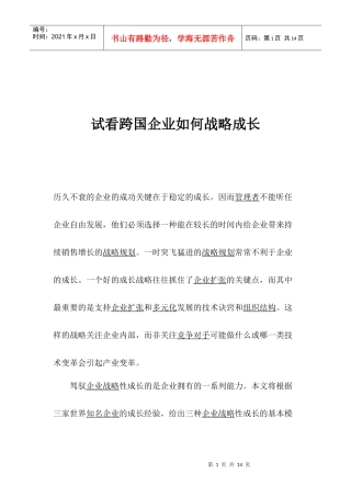 试看跨国企业如何战略成长