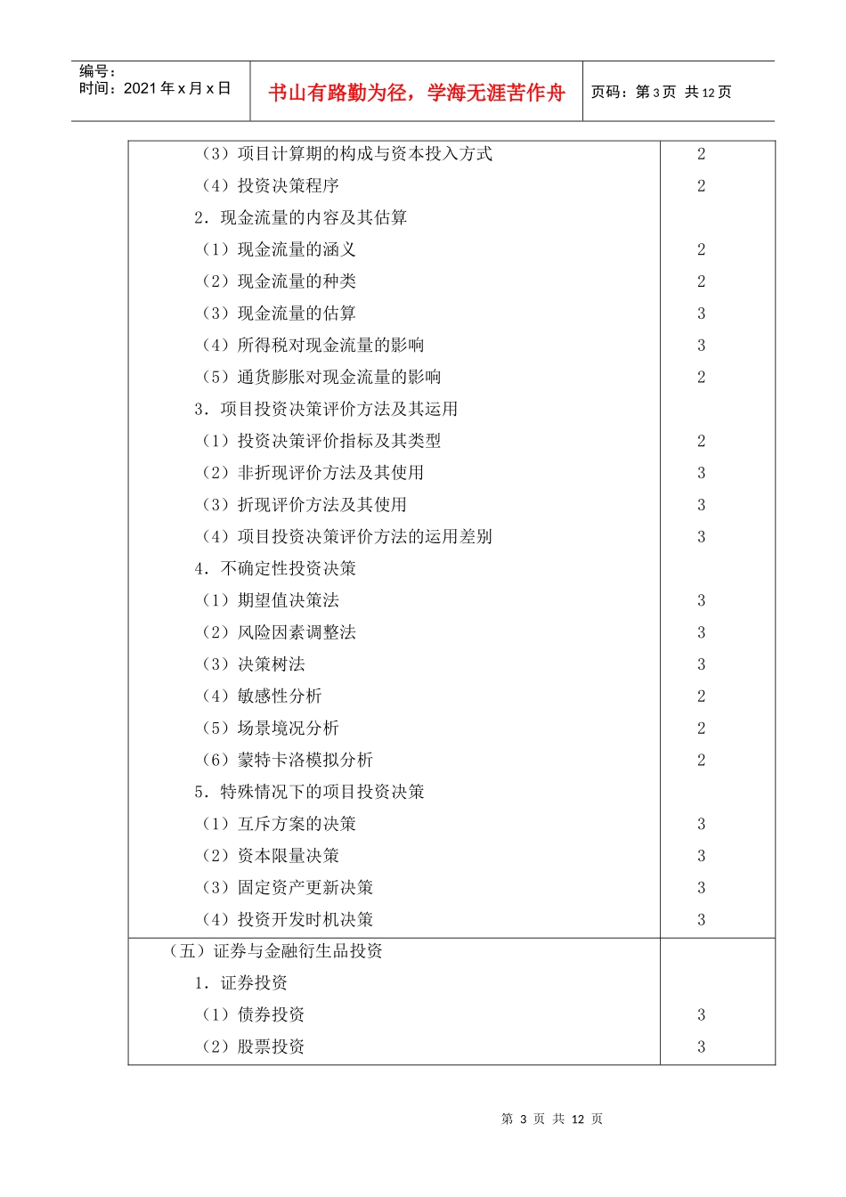 财务成本管理测试内容与能力等级_第3页