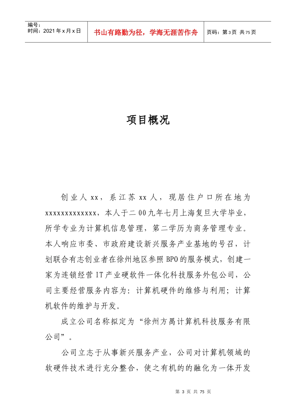 计算机产业科技开发与服务项目创业计划书_第3页